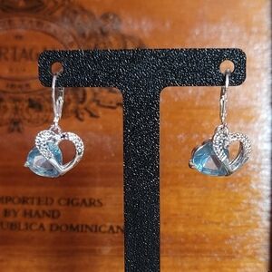 Heart Drop Blue Crystal Earrings